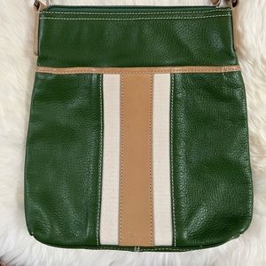 Alfani Green striped green leather crossbody-vintage